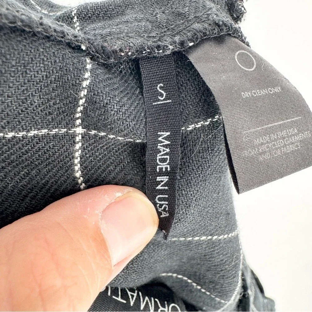 REFORMATION High Rise Windowpane Plaid Linen Trousers Black/White Size‎ S Office